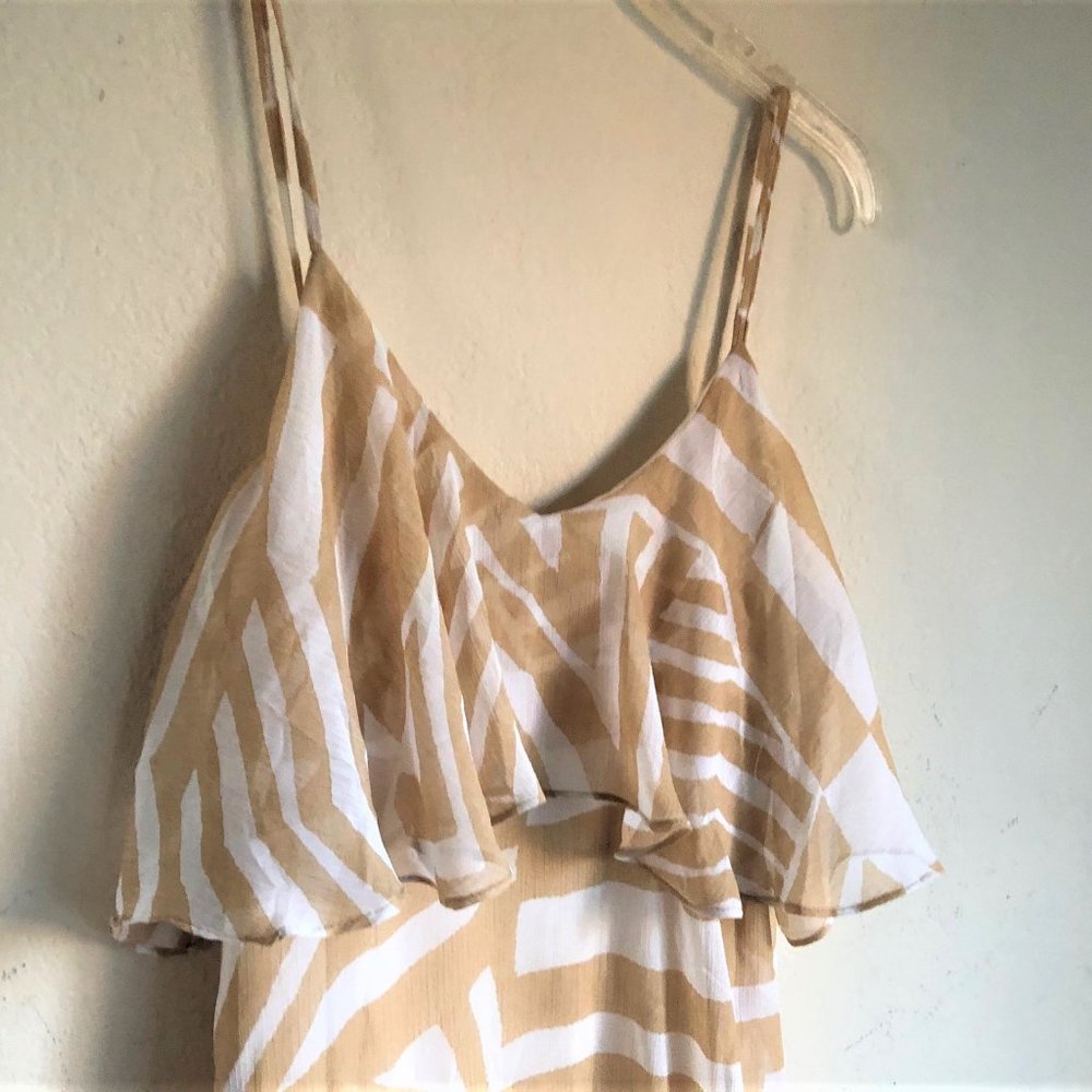LovPosh ModCloth Beige/Off White Ruffle Top Maxi